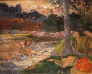 Paul Gauguin Tahitians on the Riverbank oil painting artist